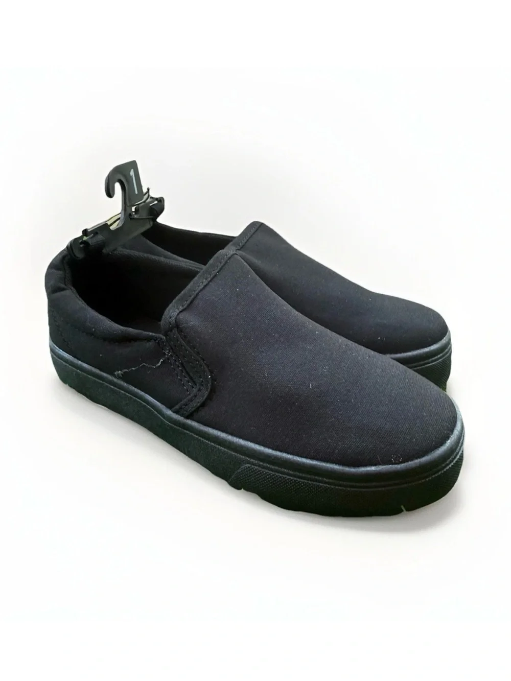 wonder nation Kids’ Size 1Y Black Slip-On Sneakers Memory Foam NEW